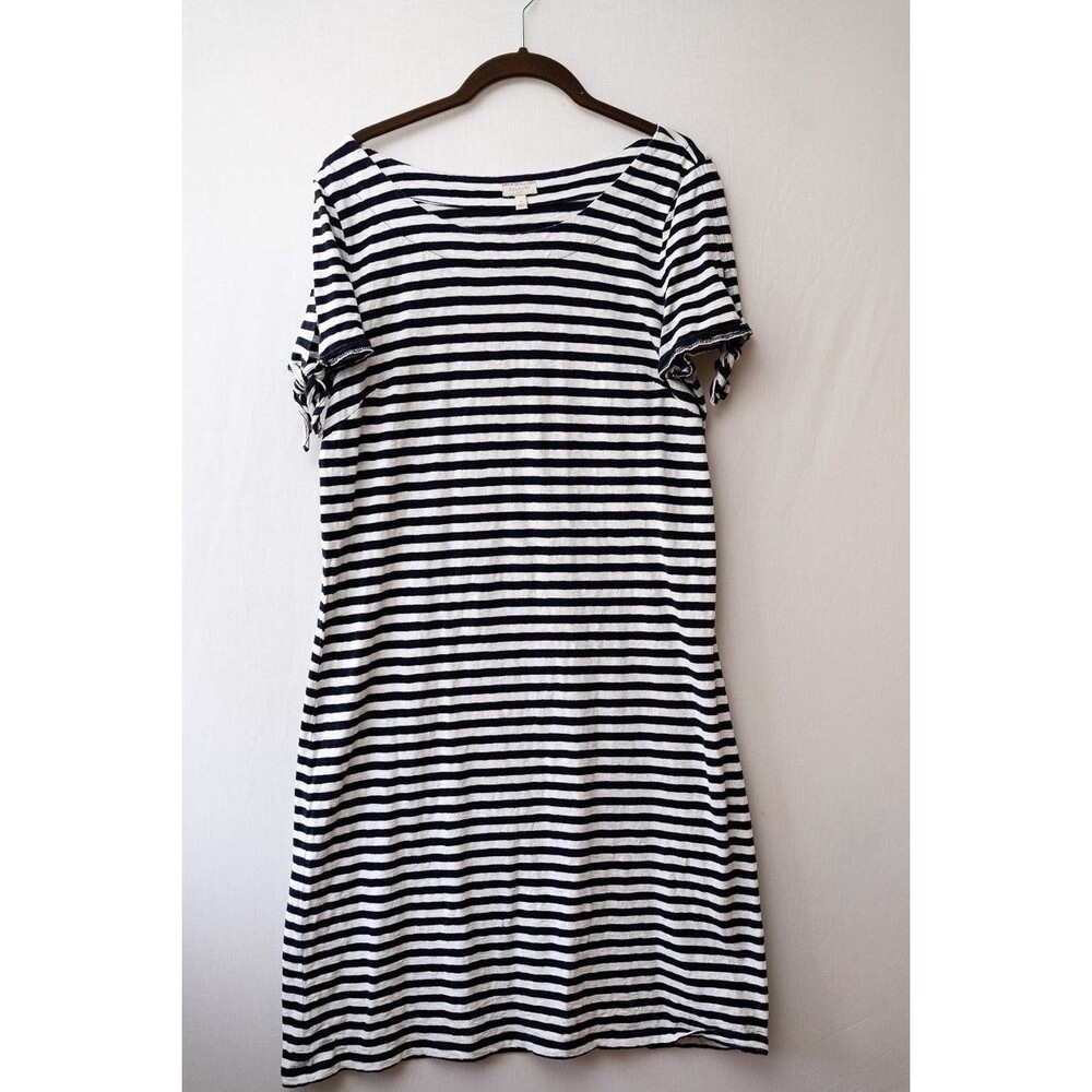 Talbots womens M black‎ white stripe t-shirt dress cotton beach